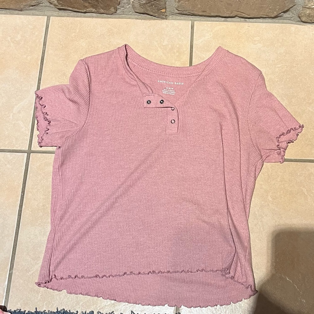 American Eagle Pink/Purple Crop Shirt